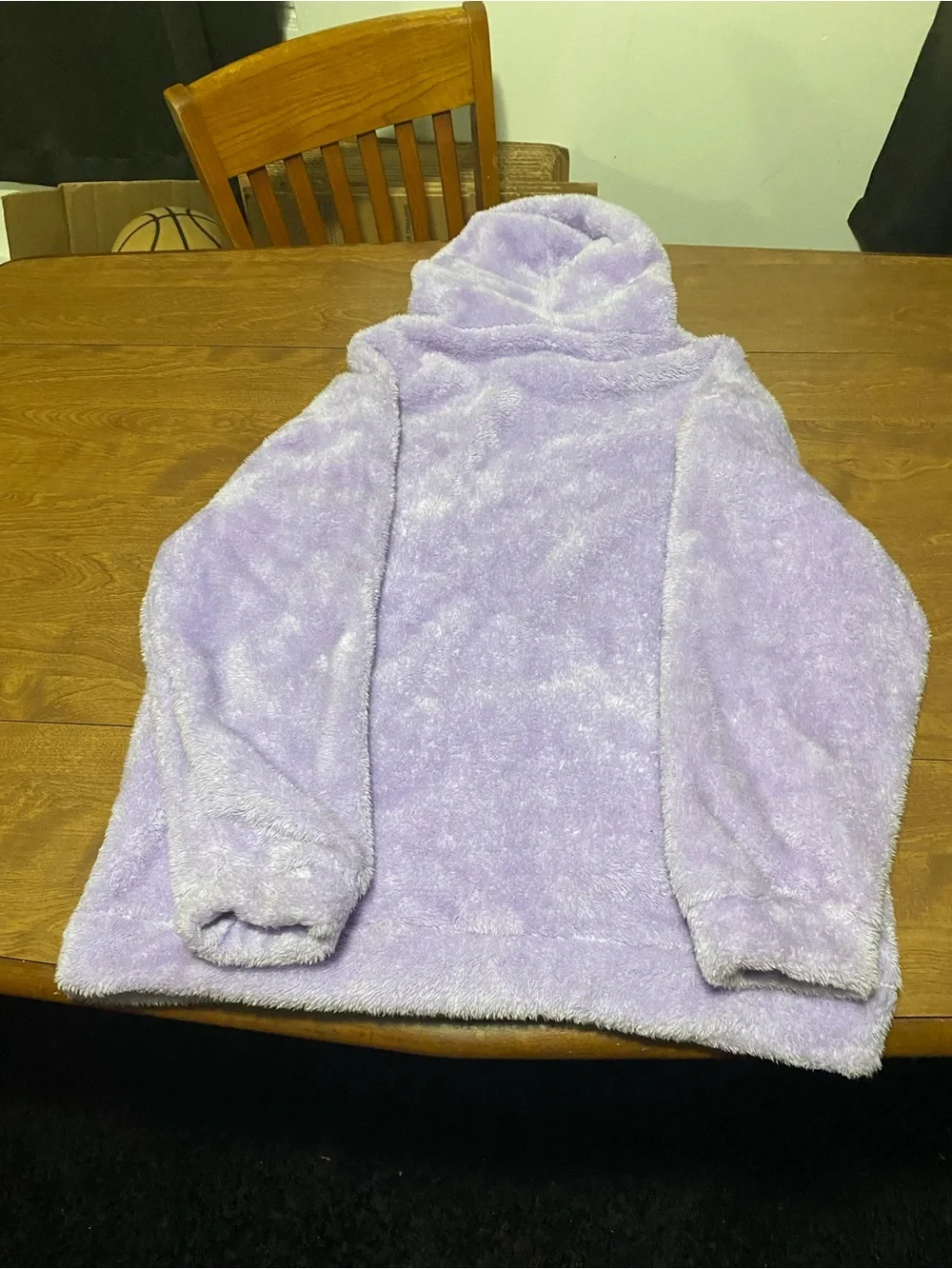 SHEIN Plush Lavender Hooded Cowl Sweater